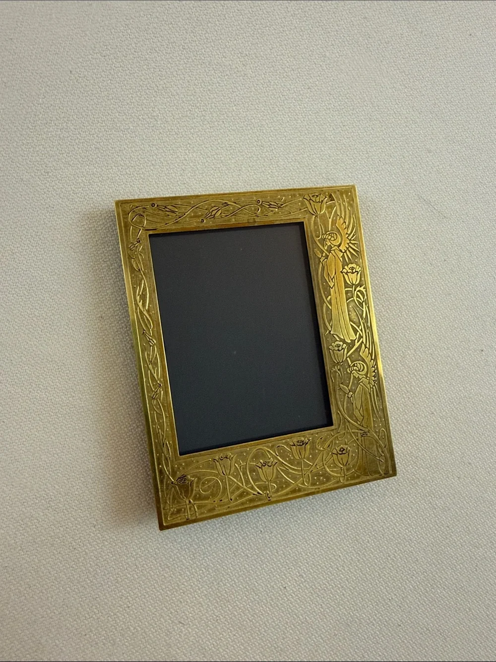 MMA Brass Art Nouveau Picture Frame with Floral & Angel Motif